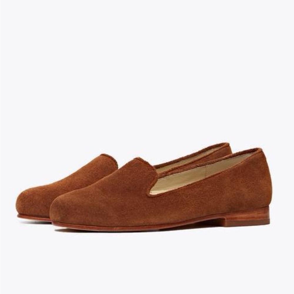 Nisolo Smoking Shoe Suede Leather Loafer in Nutmeg, Size 7